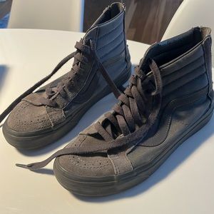 Vans.  Grey. Zipper backs.  Excellent condition